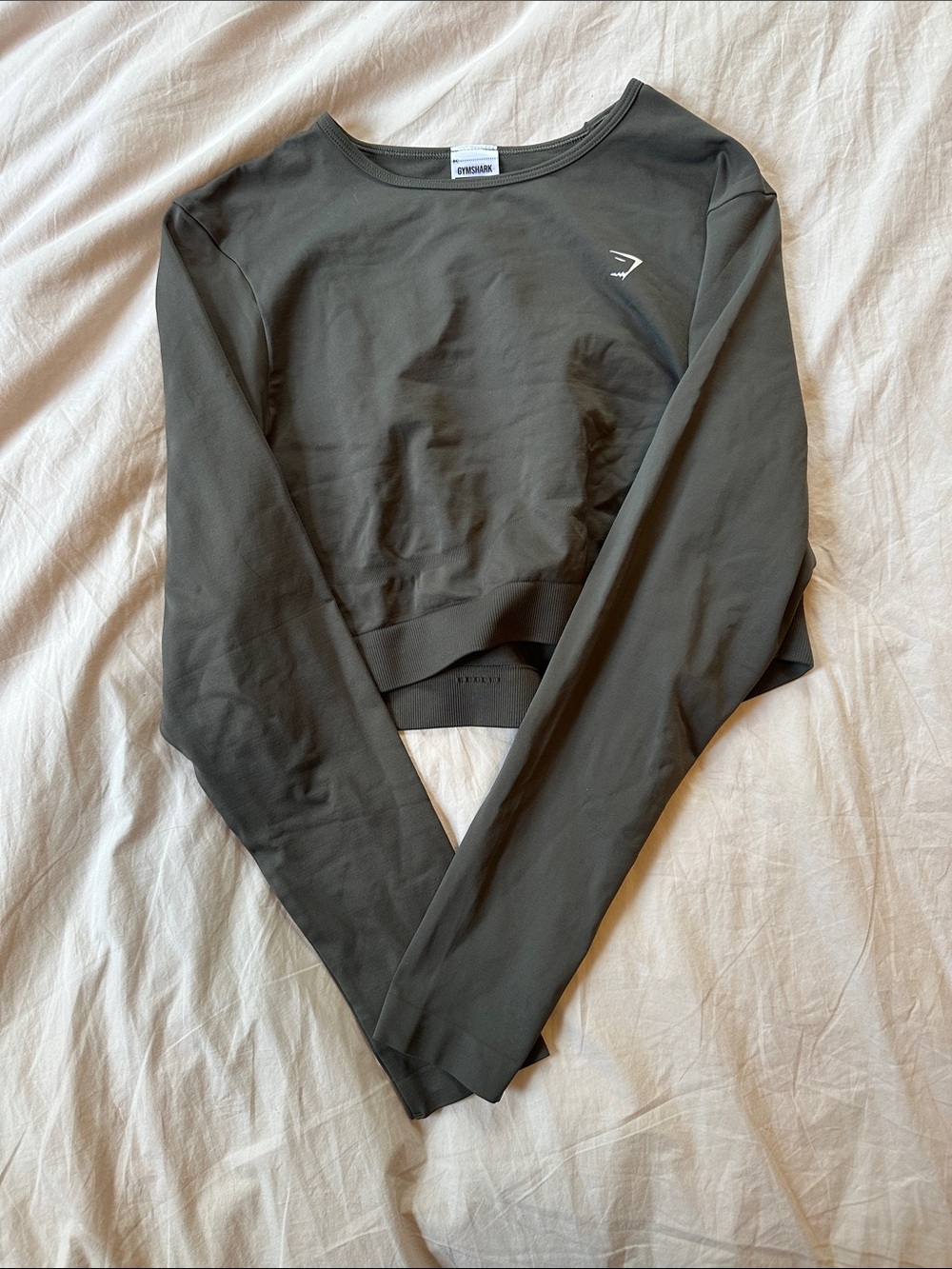 Gymshark Olive Green Long Sleeve Cropped Sweatshirt
